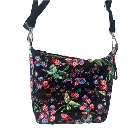 Vera Bradley Purse Crossbody Hipster Winter Berry Adjustable Pocket Black Purple - Picture 2 of 13